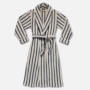 NWT Brooklinen Super Plush Navy Stripe Cotton Bath Robe